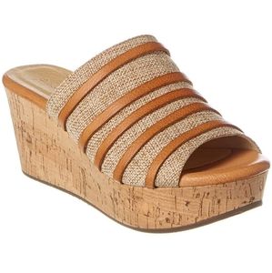 Wapi by Chocolate Blu. Canvas with leather strip wedge.